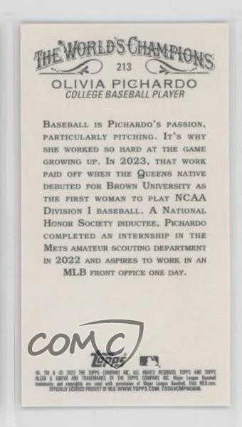 2023 Topps Allen & Ginter Mini Gold Bordered Olivia Pichardo #213 Rookie RC - Image 2 of 2