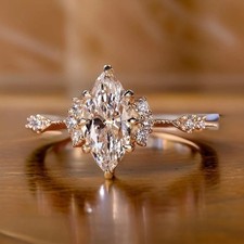 Art Deco 2Ct Marquise Cut Moissanite Vintage Engagement Ring 925 Sterling Silver