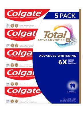 Colgate Total Active Prevention Plus Advanced Whitening Toothpaste, 6.4 oz,...