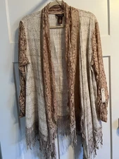Multiples Tan Lace Trimmed Opened Front Jacket L