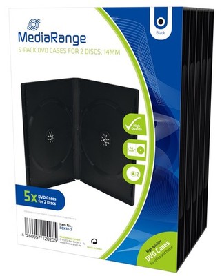 MediaRange BOX30-2 DVD-Leerhülle (für 2 Discs, 14mm, 5er Pack) schwarz