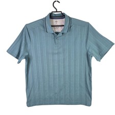 Mens Arrow Performance Teal Striped Polo Shirt Short Sleeve 100 Polyester XL