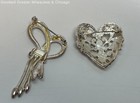 Silver Tone Rhinestone Open Heart Brooch Lot 24.9g — photo 3