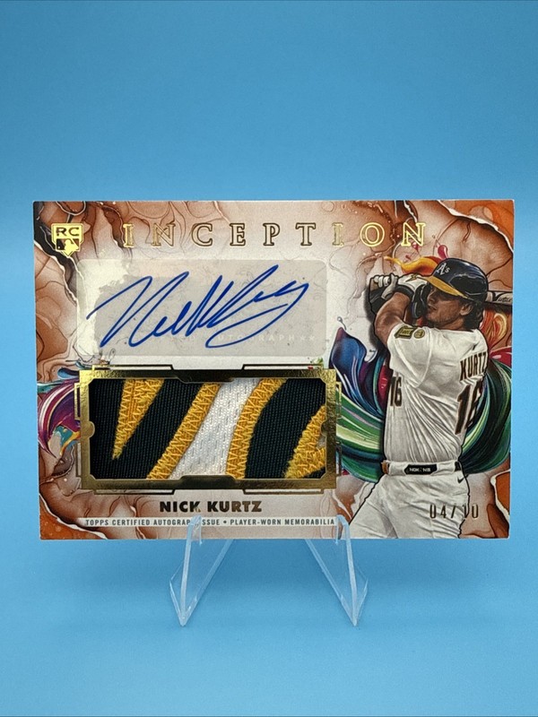 Nick Kurtz 2025 Topps Inception Rookie Patch Auto Relic Orange /10 #IAPC-NK