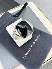 Ladies David Yurman 18k Sterling Noblesse Onyx Diamond Ring Size 6