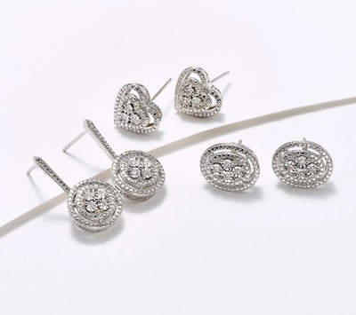 Affinity Diamonds Set of 3 Sterling Silver Earrings