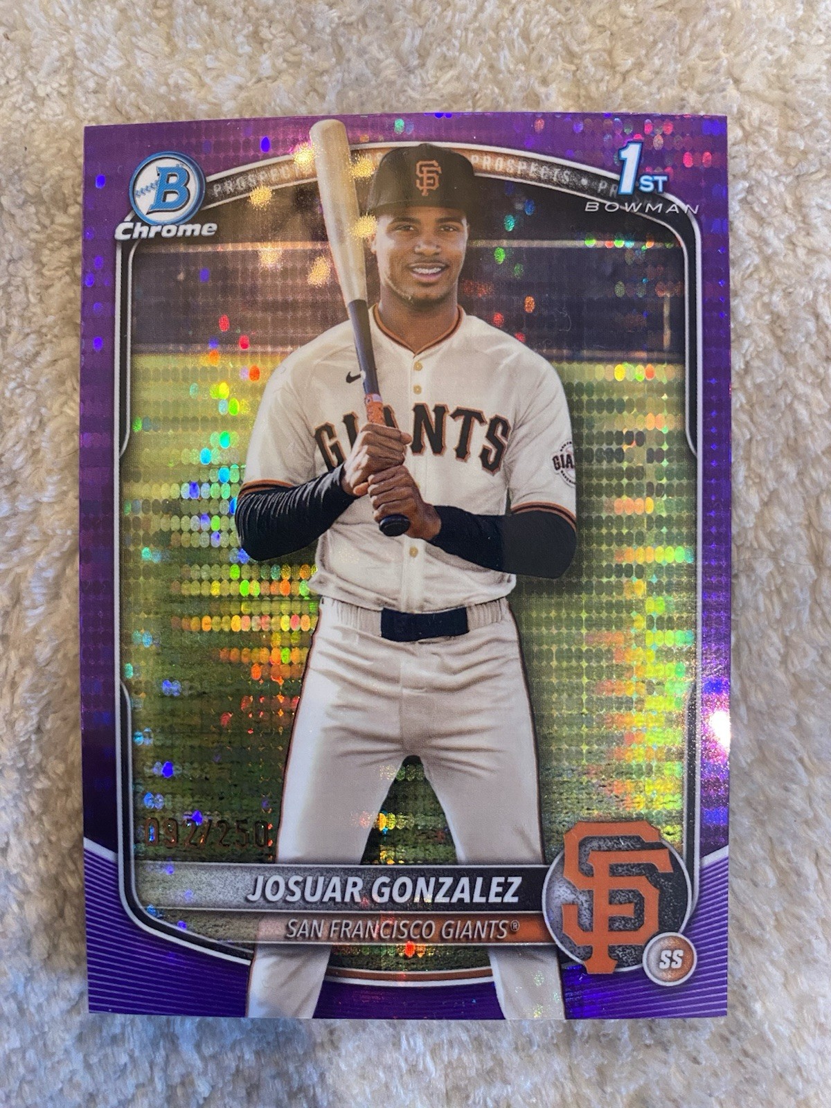 2025 Bowman Chrome Josuar Gonzalez Purple Pulsar Refractor 1st #/250