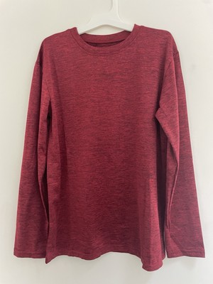realessentials Kids Boys Marled Sheer Polyester Crewneck Long Sleeve Shirt Red M