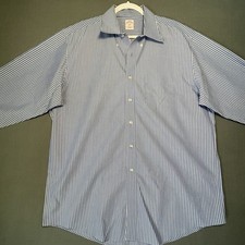 Brooks Brothers 346 Dress Shirt Men 17 34/35 Blue Stripe Non Iron Cotton Classic