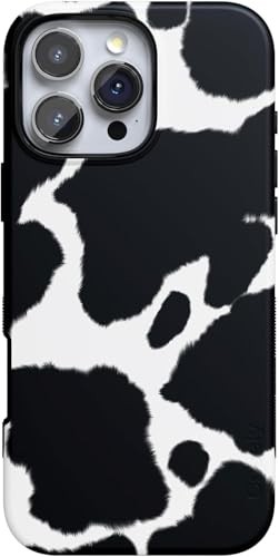iPhone 16 Pro Cow Print Case with Military Drop Protection & Stylish Design