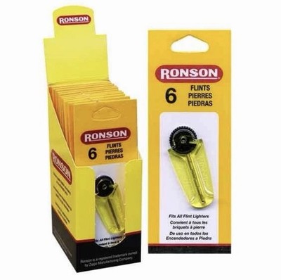 72 Flints Ronson Lighter Flints Box contains 12 Cards for a Total OF 72 Flints!