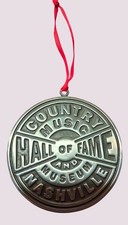 Country Music Hall Of Fame Nashville 3" Round Metal Ornament With Red Hanging Ri