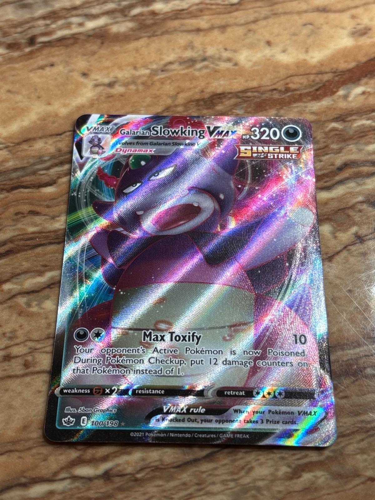 Pokemon Galarian Slowking VMAX Card Full Art 100/198 Chilling Reign 2021 LP