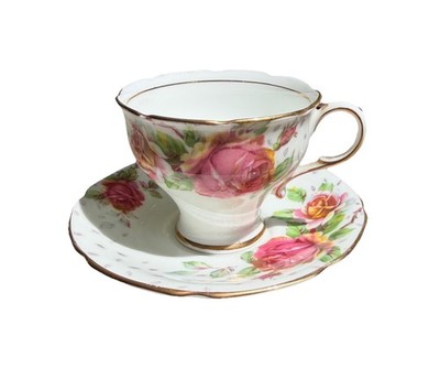 Paragon Golden Emblem Double Warrant Cup & Saucer  Roses  Bone China England
