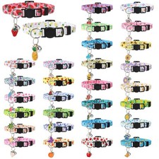 30Pcs Adjustable Breakaway Cat Collars with Bells Floral Fruit Pendants - Safe