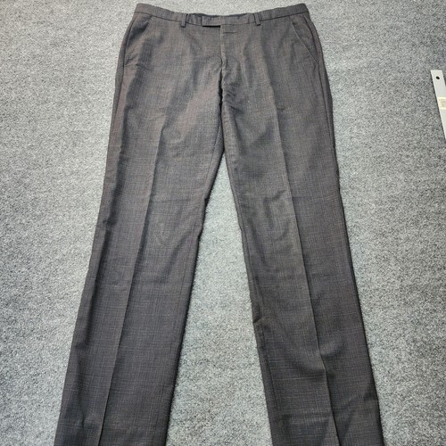 Traje de 2 piezas HUGO BOSS para hombre 40L largo 36x32 Super 100 lana gris a cuadros - Imagen 13 de 18