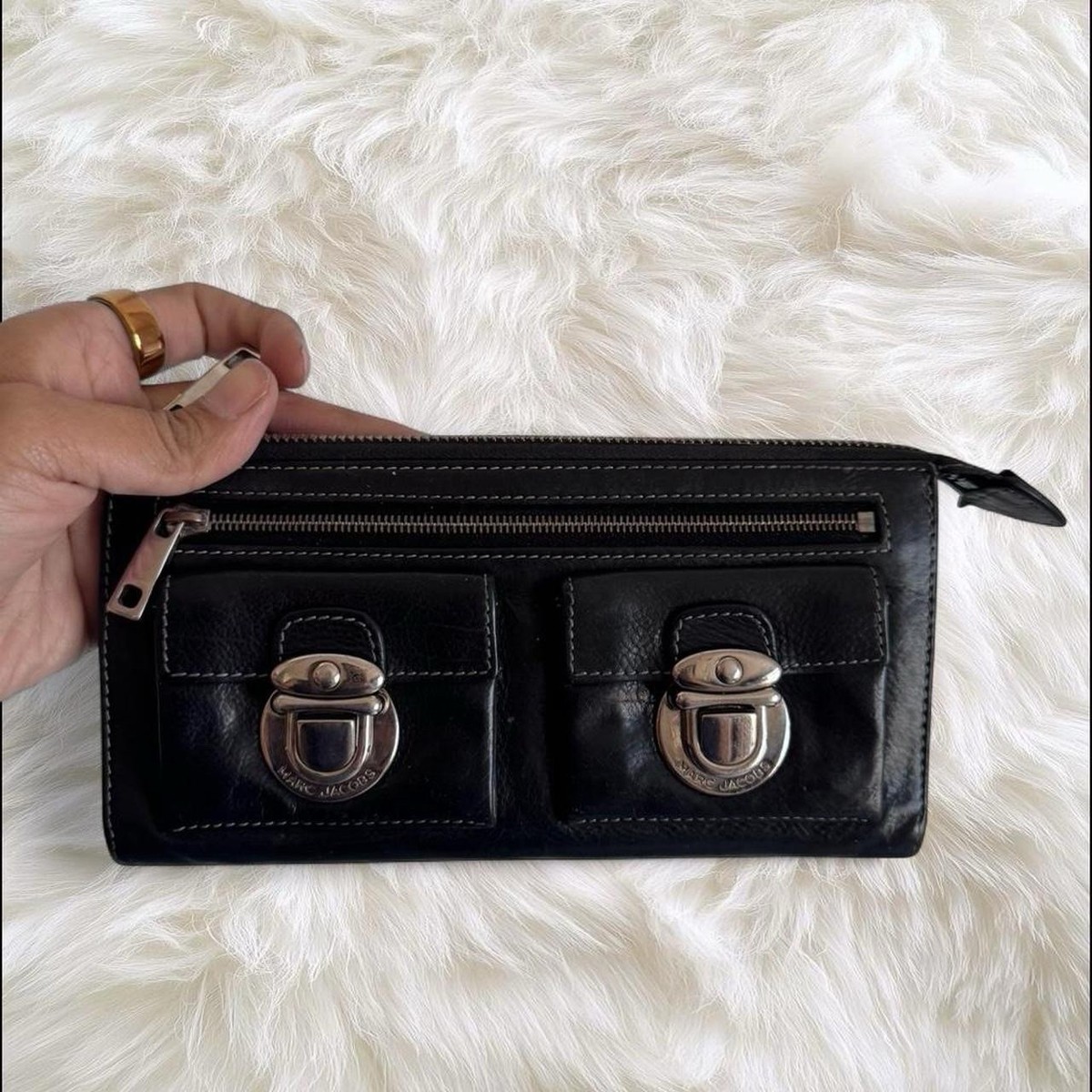 y2k Marc by Marc Jacobs ブラックレザー ハンドバッグ Y2K Marc Jacobs Blake Multi Pocket Hobo Bag Black | eBay