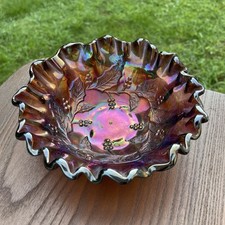 Vintage Northwood Amethyst Carnival Ruffled B...