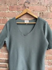 Vintage Giorgio Armani Collezioni Women’s Blouse, Sz 12, Teal Sleek Modern