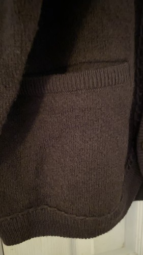 Vintage 90s Structure Chunky Button Down Cardigan Sweater Chocolate Brown Size L - Picture 9 of 12