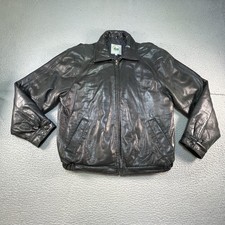 Vintage Leather Bomber Jacket Mens Medium Bla...