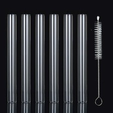 6 Pcs Borosilicate Glass Tube 12mm OD 2mm Thick 4 Inch, Transparent