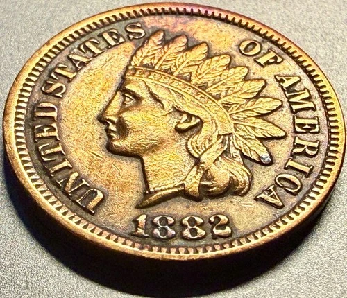 1882 Indian Head Penny, Red, STUNNER, Solid Gem BU+ RB Rainbow Toning No Reserve
