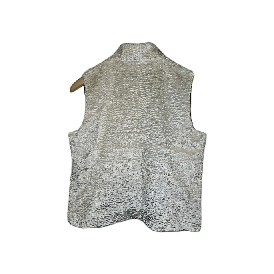 Peck & Peck Vest Womens Sz 8P White/Ivory Full Zip Goldtone Hardware Shimmer  - Image 2 of 4