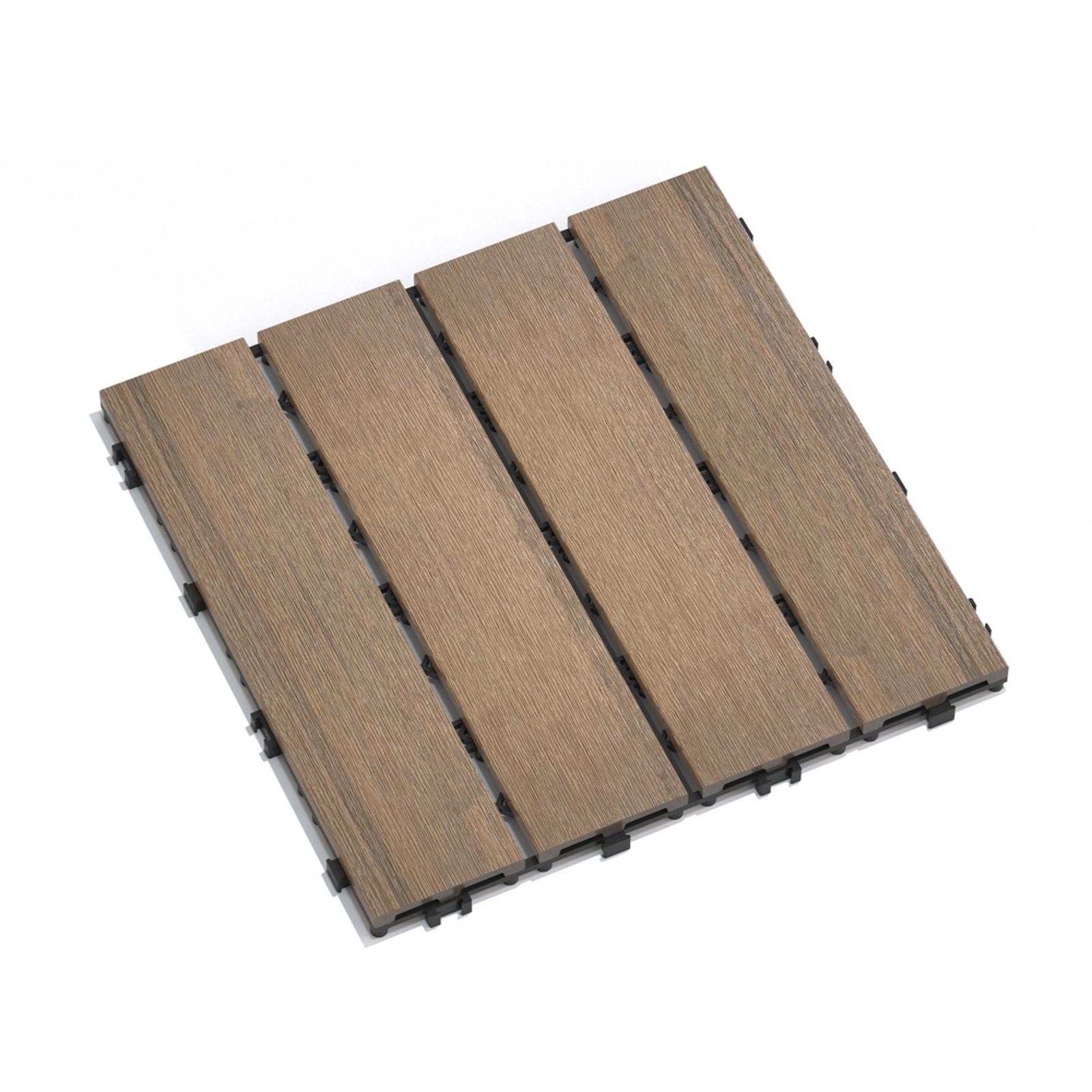 Patio Floor Tiles Pack of 11 WPC Wood-Plastic Composite Patio Deck Tiles DIY