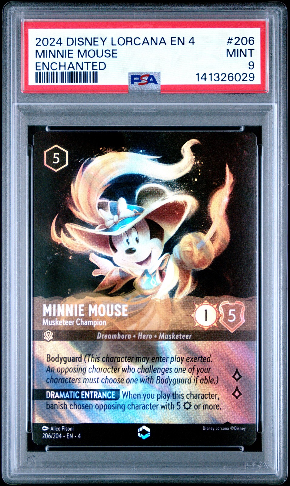 2024 DISNEY LORCANA EN 4-URSULA'S RETURN MINNIE MOUSE - MUSKETEER CHAMPION PSA 9