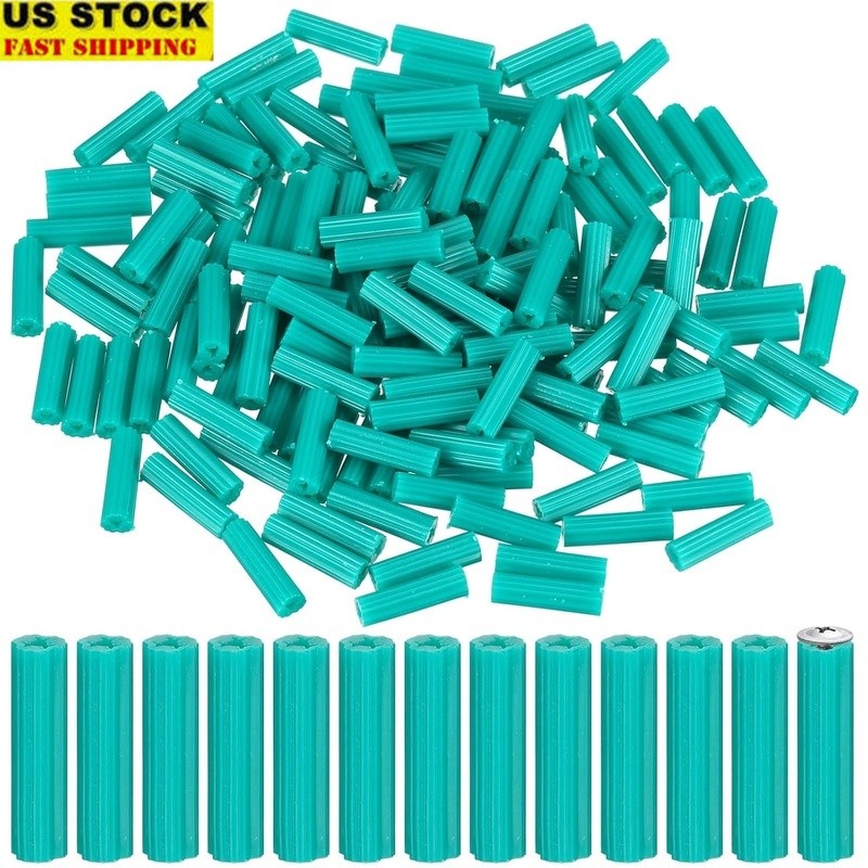 500PCS Concrete Wall Anchors Heavy Duty Plastic Screws Various Surfaces New