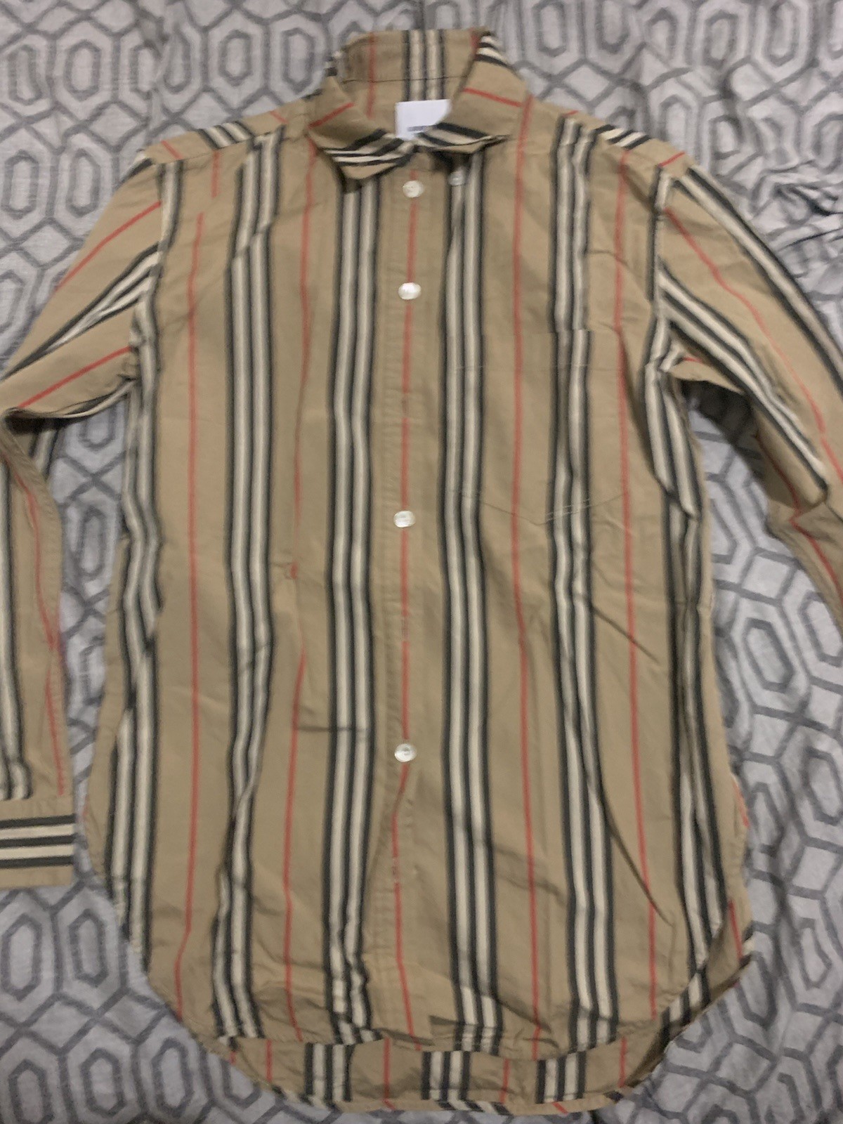 Burberry London Men Beige Long Sleeve Shirt Size M