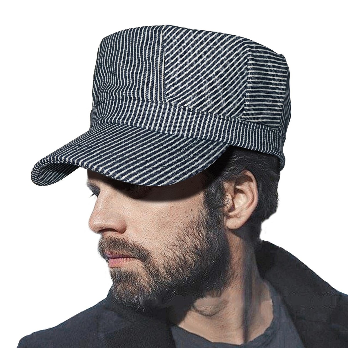 ✨NEW Vintage style train conductor ? Black and White Striped Hat Boots and Brothers Blue Hickory Striped Train Conductor  main image 2