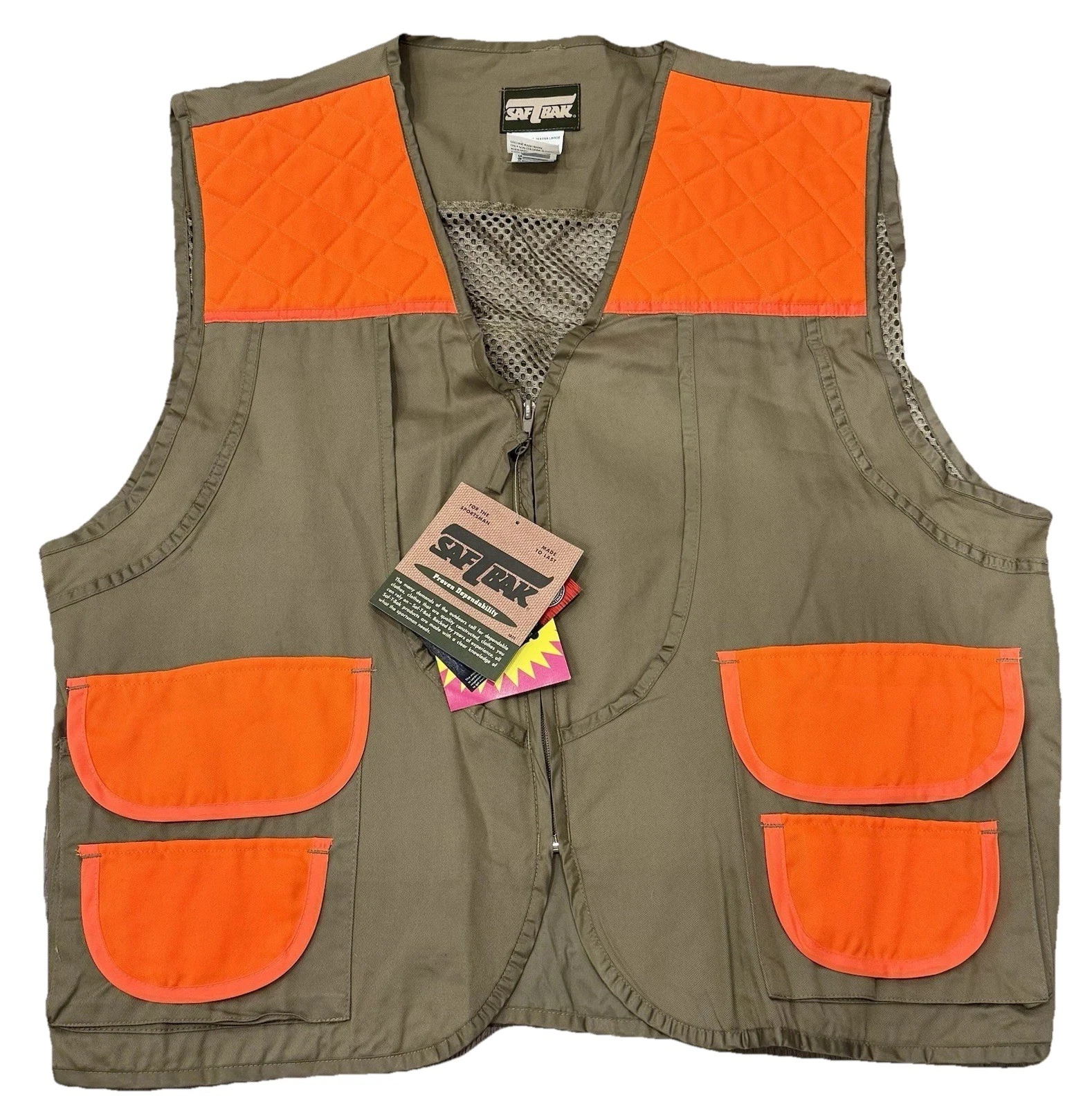 Vintage 70s 80s SafTbak retro Hunting Fishing Vest Khaki NWT Outdoorsman sz 2XL