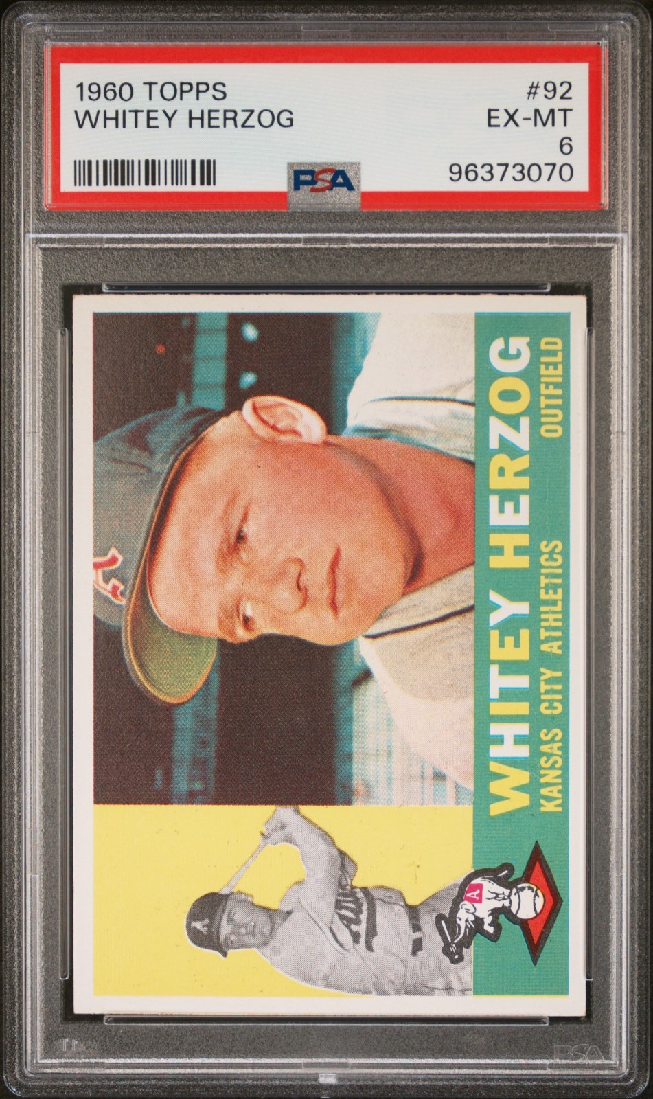 PSA 6 1960 Topps - Whitey Herzog #92