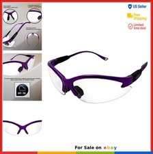 Safety Glasses Clear Polycarbonate Lenses Wrap Around UV400 Purple Semi-Rimless