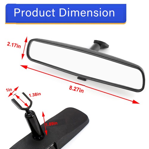 8'' Black Interior Rear View Mirror Auto Car Replacement Day Night Universal - Picture 9 of 9