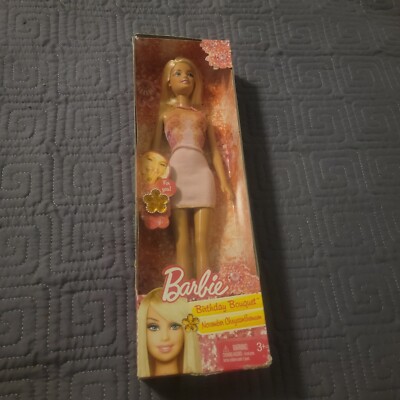 Barbie Birthday Bouquet January Carnation Doll Blonde 2012/2013 Mattel #BBV78