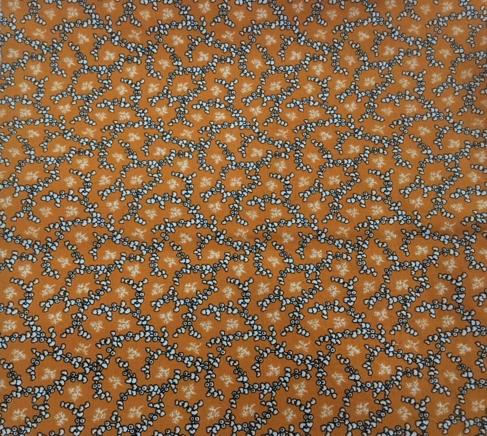 "COLONIAL PRINTS II" SARA MORGAN naranja, negro blanco TELAS BLUE HILL media yarda Foto 2 de 4