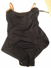 New, Women  s Body Wrappers Premiere Camisole Leotard, Black/Brown, Size Large