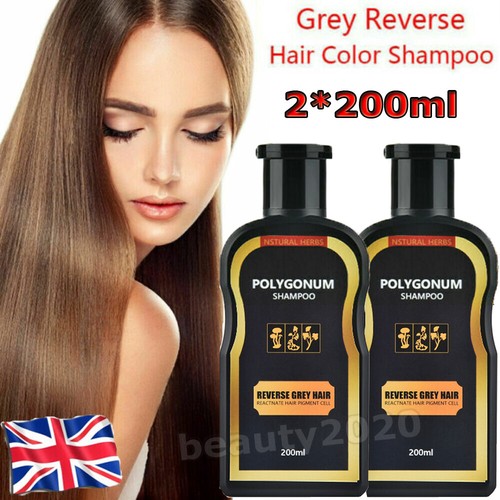 2x 200ml Reverse Grey Hair Darkening Shampoo Natural Polygonum Essence Hair Care - Picture 2 of 14