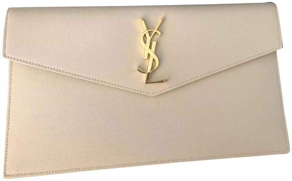 New Saint Laurent Uptown Medium Ysl Leather Clutch