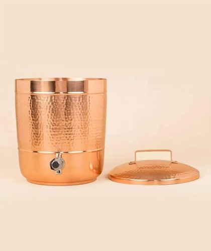 Isha Hammered Copper Water Storage Pot, 8 Liters (100% Pure) Copper Water Tank l - Picture 2 of 4