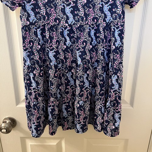 Lilly Pulitzer Mini Jodee Dress On the Catwalk Navy Blue Girls Size Large 8-10 - Picture 10 of 11