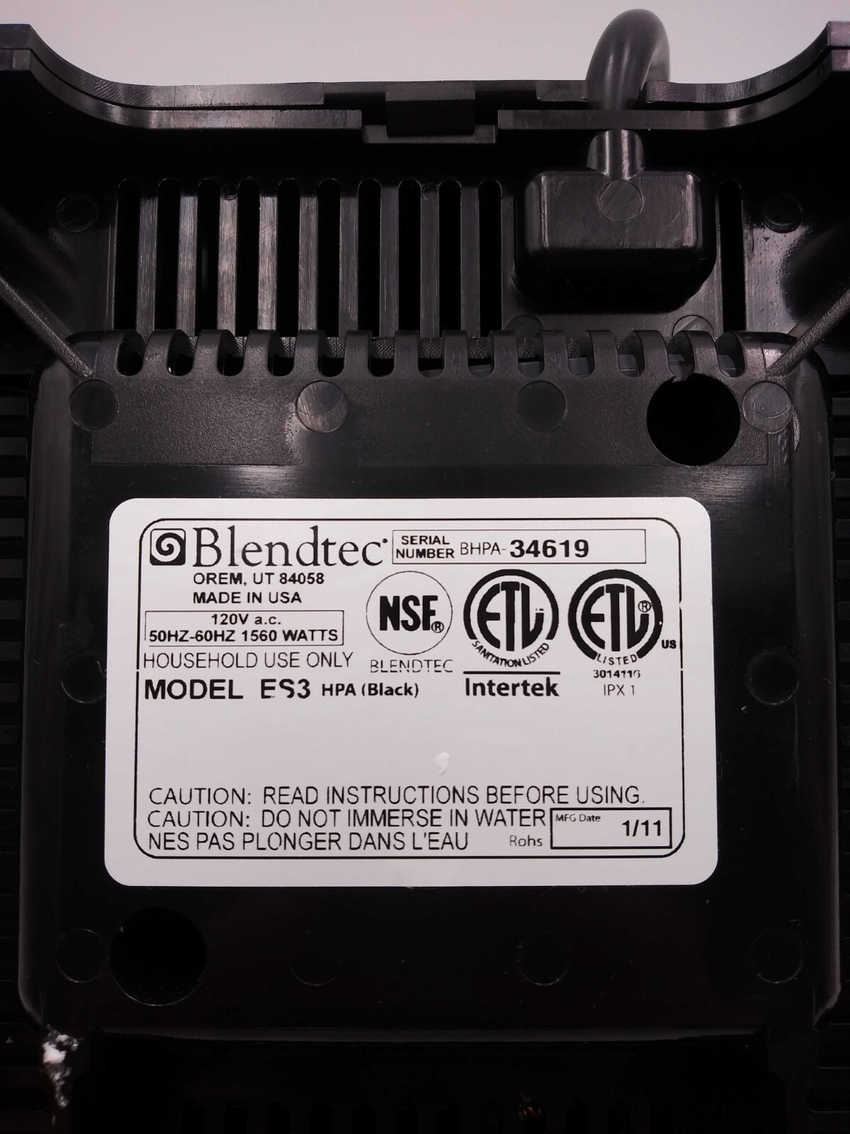 Blendtec Home Black Blender HP3A with 3 Quart Jar Package