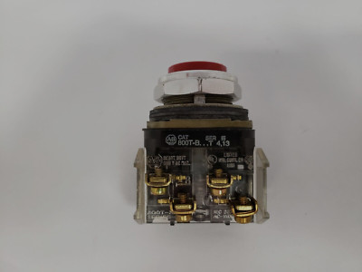 ALLEN BRADLEY 800T-B6A PUSHBUTTON EXTENDED RED BUTTON 1NO/1NC MOMENTARY SER T
