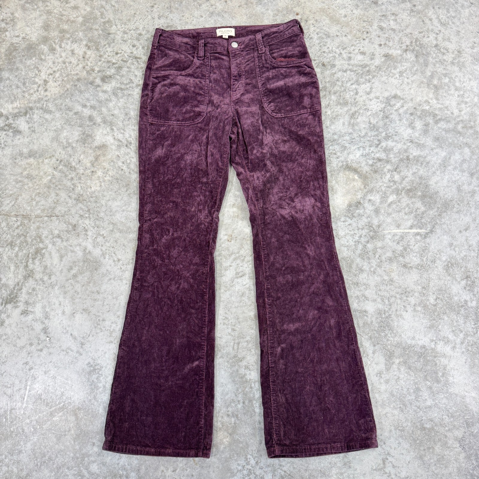Anthropologie Pilcro Pants womens 28 purple velvet flare hippie retro velour