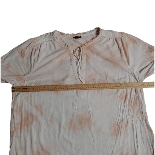 Blusa Campesina Torrid Para Mujer Talla Grande 1X Rosa Desierto Arena Tie-Dye Manga 3/4 - Imagen 5 de 12