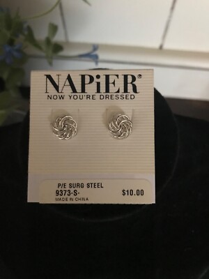 Napier Silver Round Swirl Stud Earrings