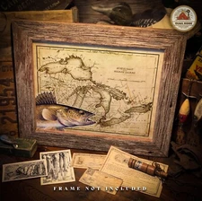 Walleye Fishing Michigan State Map Art Print Great Lakes Resorts Wall Decor Gift